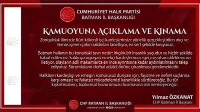 Zonguldak ilimizde Kürt kökenli işçi kardeşlerimize yönelik gerçekleştirilen ırkçı ve